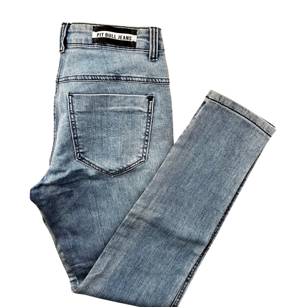 Pit Bull Jeans Mens Slim Fit Mediu Wash Tapered Denim Jeans Made in Brazil 30x31